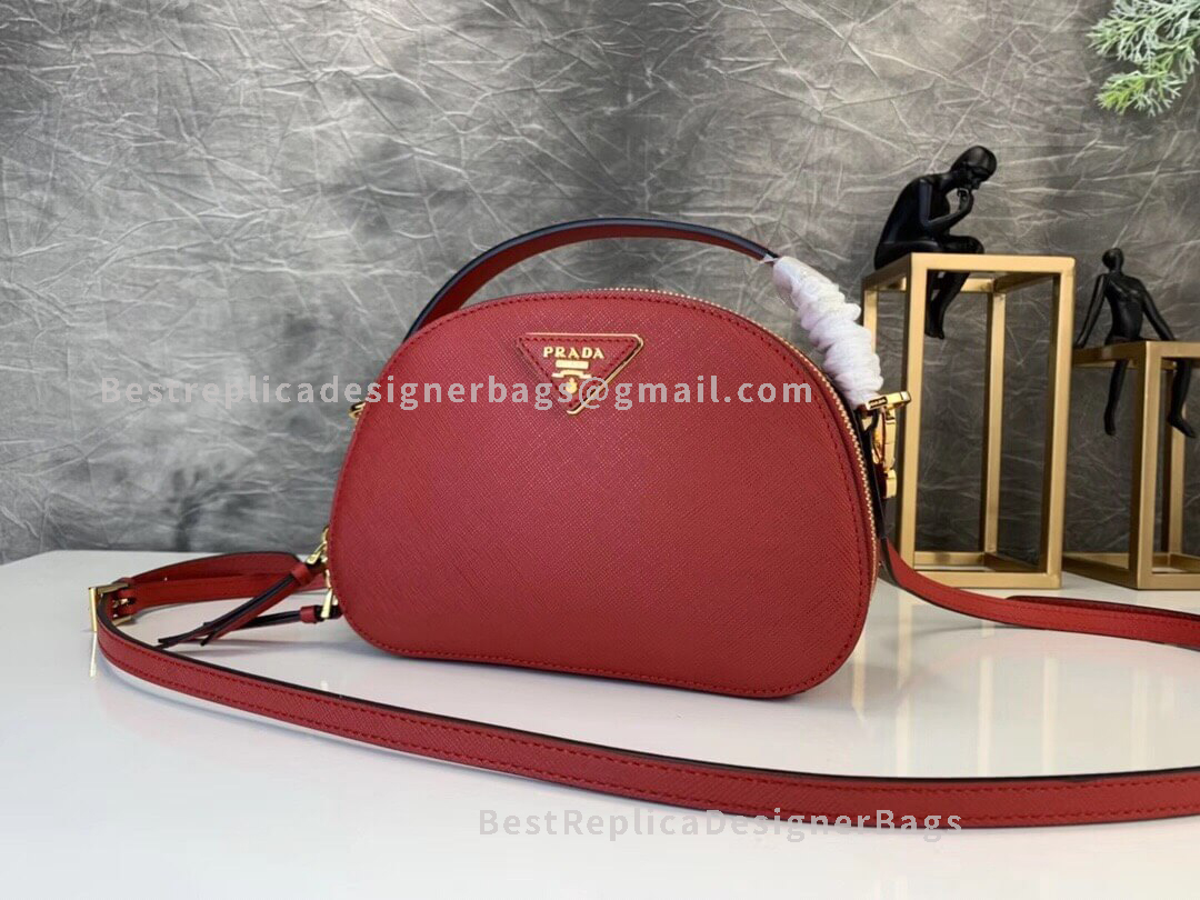 Prada Red Odette Saffiano Leather Bag GHW 123